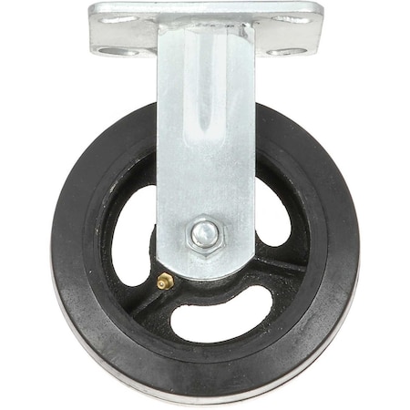 Global Industrial 6 Mold-on Rubber Wheel, Heavy Duty Rigid Plate Caster, 500 lb. Capacity 601222